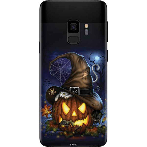 Halloween Cat and Jack O Lantern Pumpkin by Sarah Richter Galaxy S9 Skin